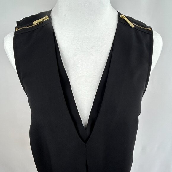 Michael Kors Chic Black Sleeveless Top - gold zipper - Small S - Picture 5 of 11